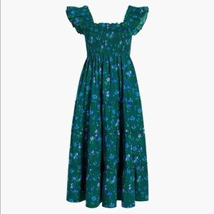 Hill House Space Floral Green Smocked Nap Dress